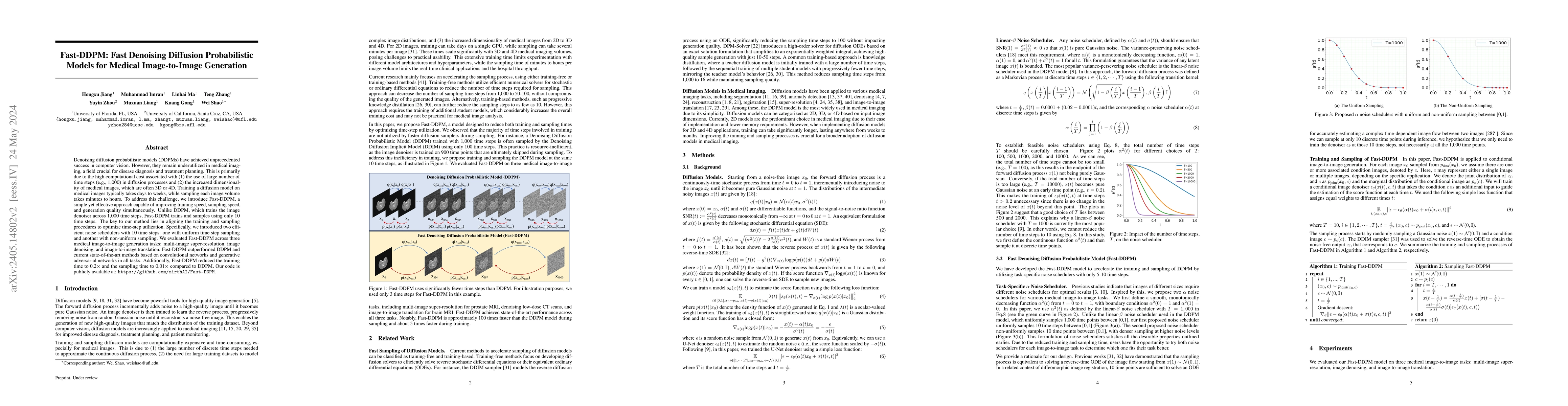 Thumbnail for Fast-DDPM: Fast Denoising Diffusion Probabilistic Models for Medical
  Image-to-Image Generation
