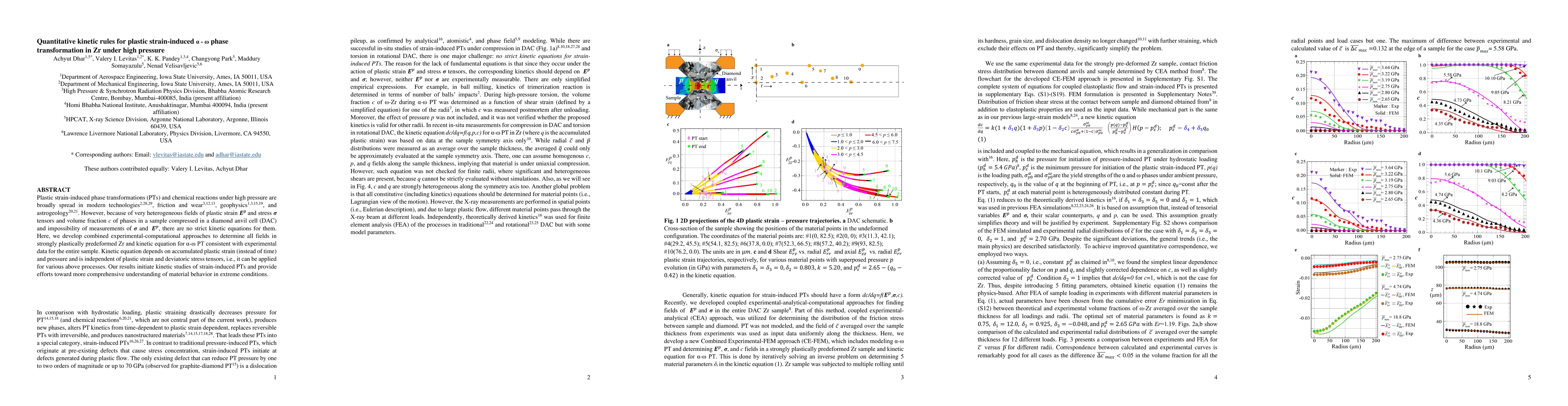Thumbnail for Quantitative kinetic rules for plastic strain-induced $\alpha$-$\omega$
  phase transformation in Zr under high pressure