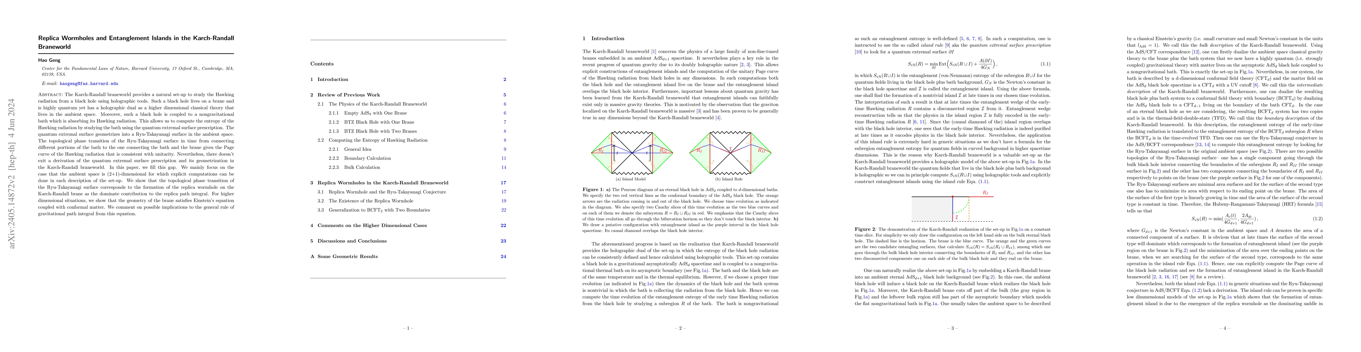 Thumbnail for Replica Wormholes and Entanglement Islands in the Karch-Randall
  Braneworld