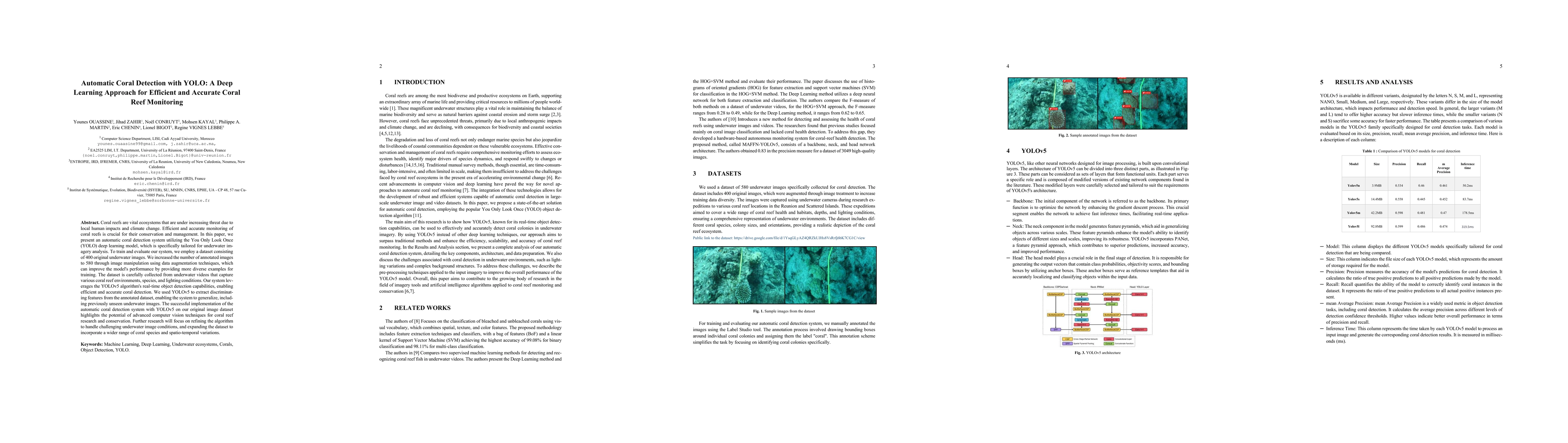 Thumbnail for Automatic Coral Detection with YOLO: A Deep Learning Approach for
  Efficient and Accurate Coral Reef Monitoring