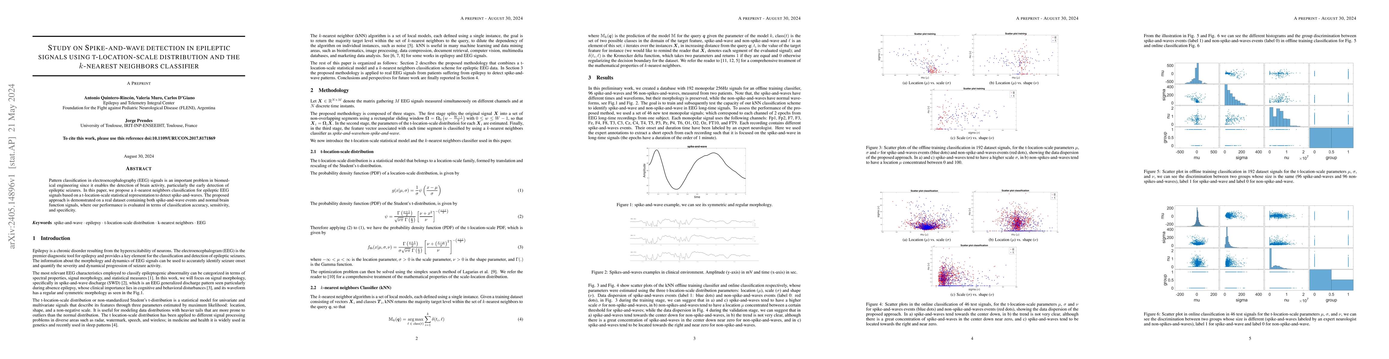 Thumbnail for Study on spike-and-wave detection in epileptic signals using
  t-location-scale distribution and the K-nearest neighbors classifier