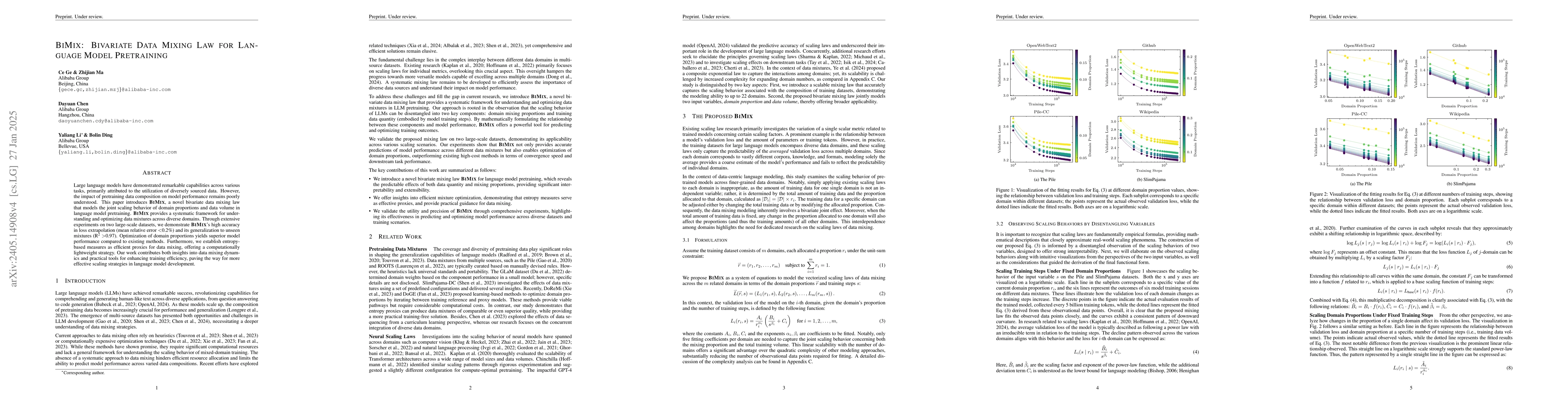 Thumbnail for Data Mixing Made Efficient: A Bivariate Scaling Law for Language Model
  Pretraining