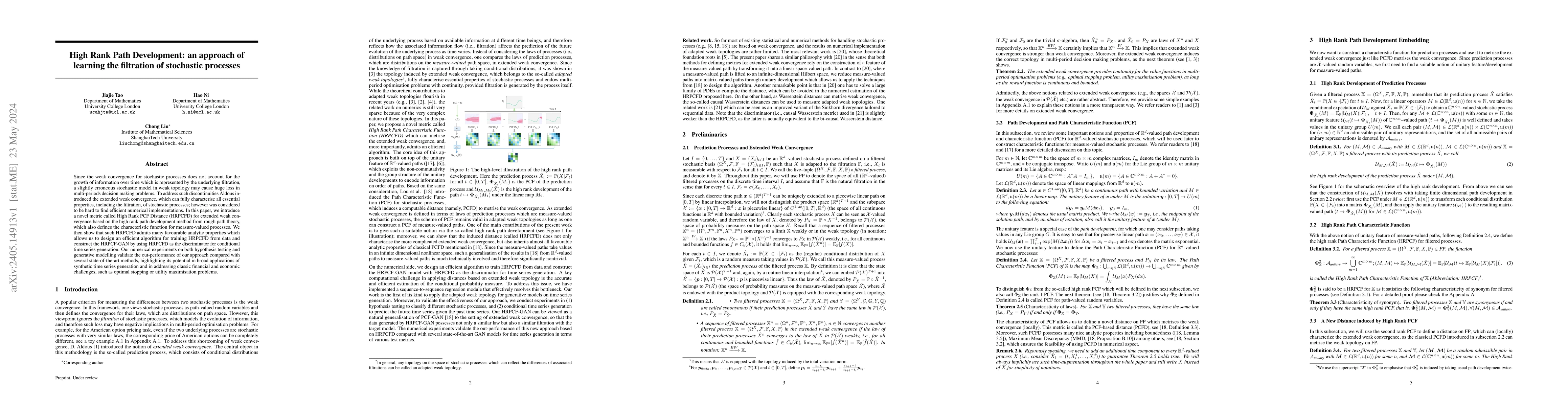 Thumbnail for High Rank Path Development: an approach of learning the filtration of
  stochastic processes