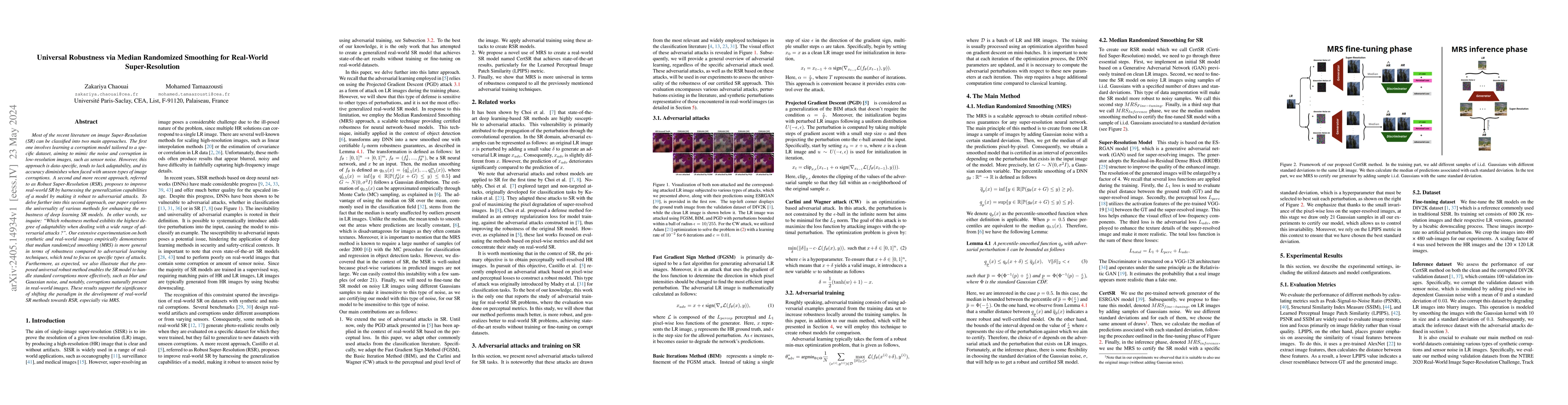 Thumbnail for Universal Robustness via Median Randomized Smoothing for Real-World
  Super-Resolution
