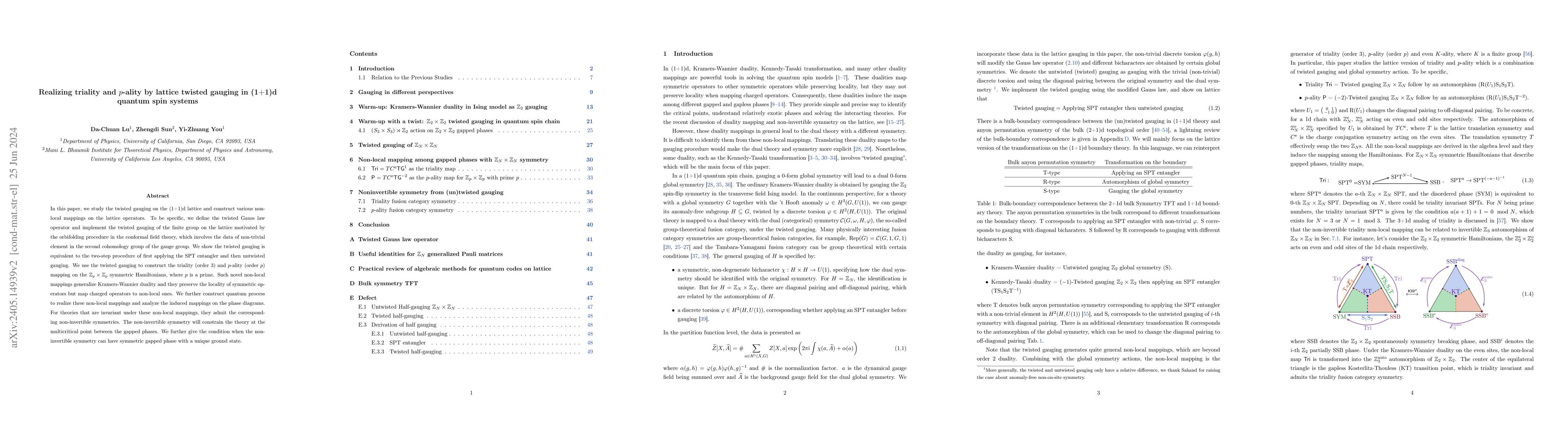 Thumbnail for Realizing triality and $p$-ality by lattice twisted gauging in (1+1)d
  quantum spin systems