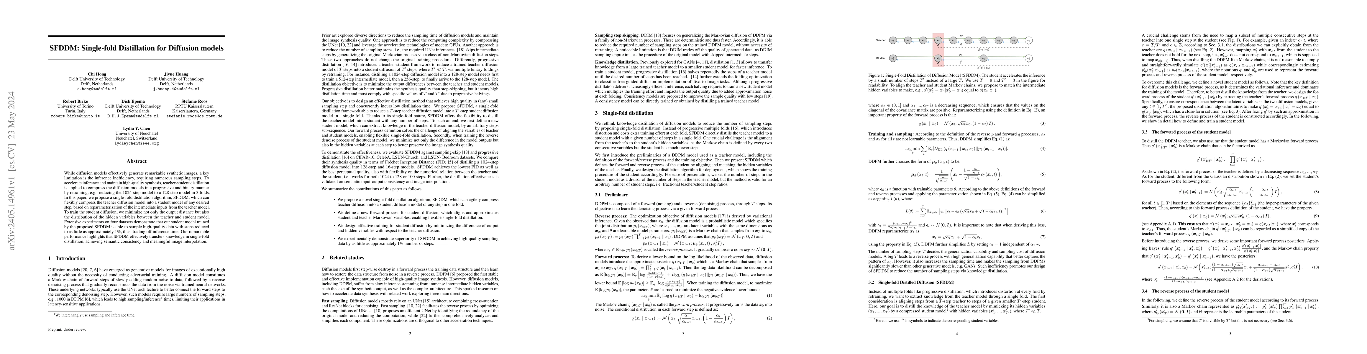 Thumbnail for SFDDM: Single-fold Distillation for Diffusion models