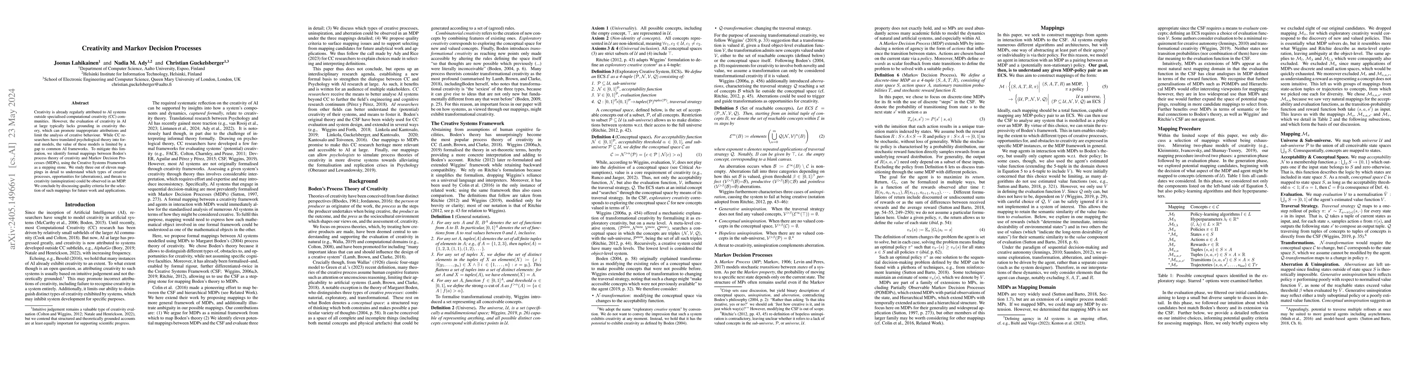 Thumbnail for Creativity and Markov Decision Processes