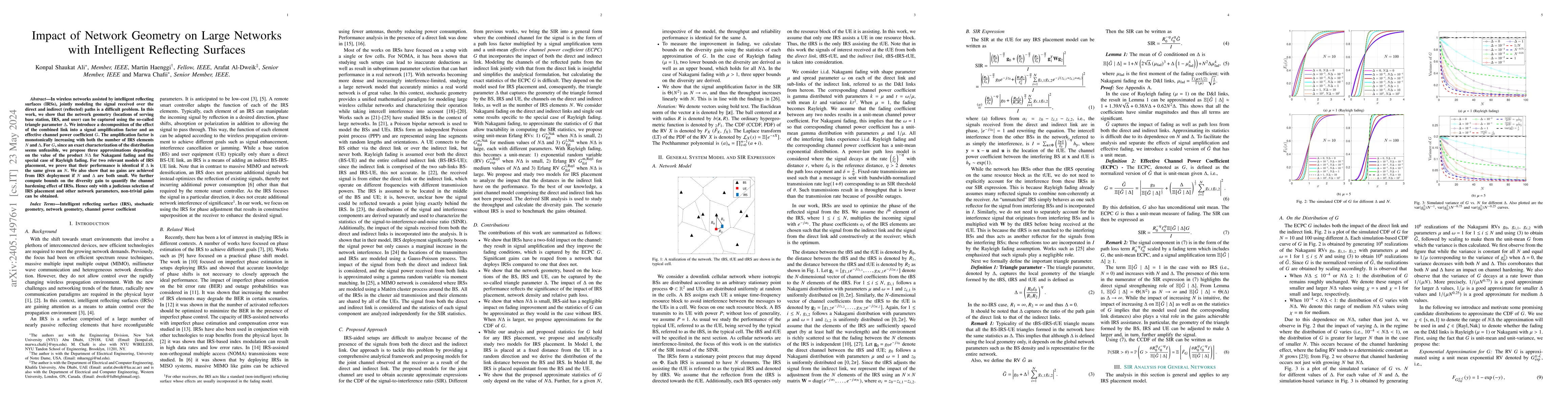 Thumbnail for Impact of Network Geometry on Large Networks with Intelligent Reflecting
  Surfaces
