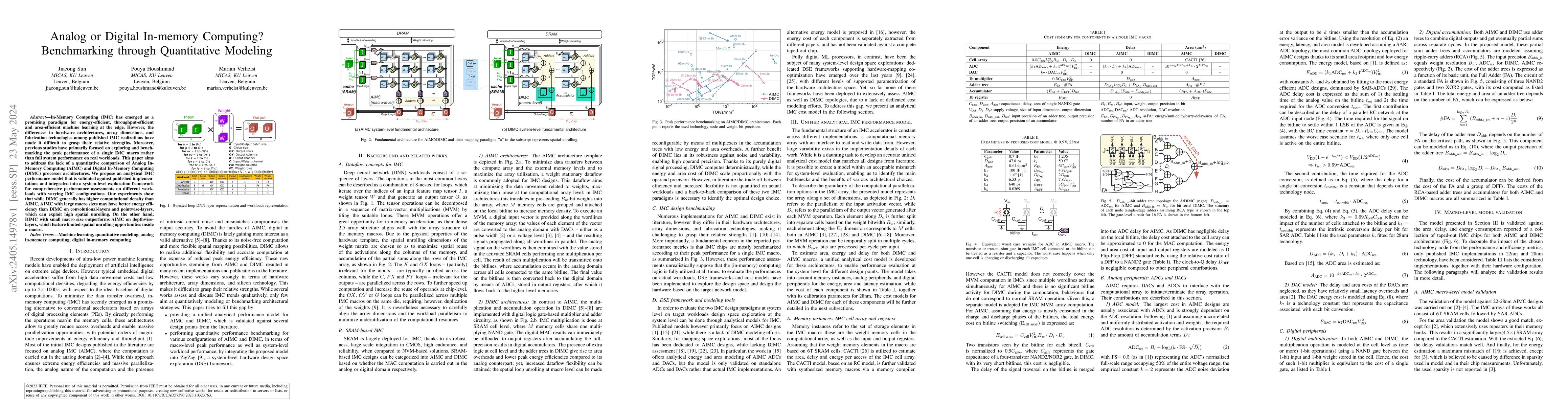 Thumbnail for Analog or Digital In-memory Computing? Benchmarking through Quantitative
  Modeling
