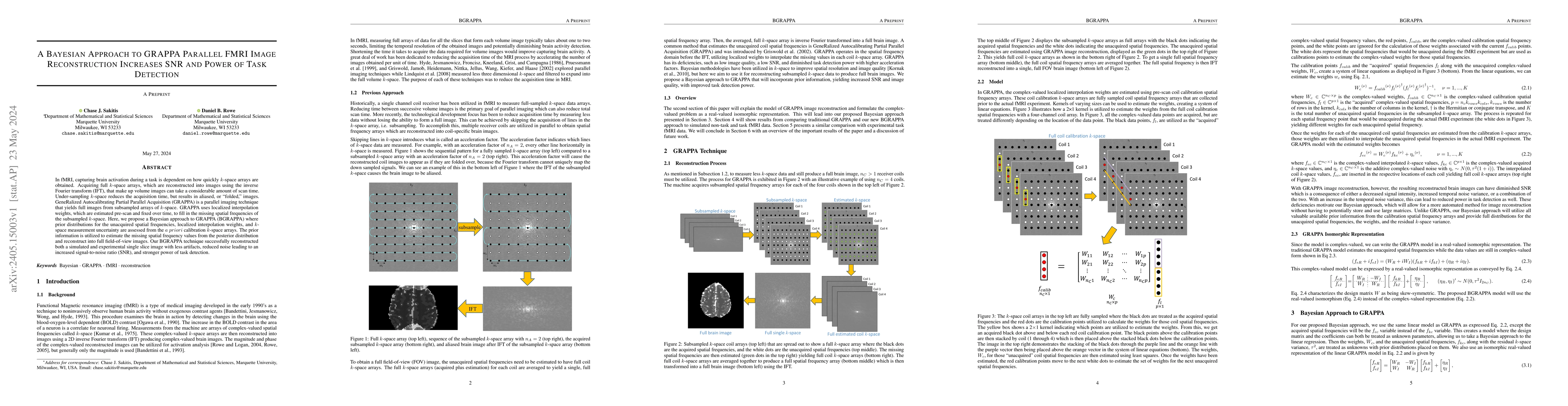 Thumbnail for A Bayesian Approach to GRAPPA Parallel FMRI Image Reconstruction
  Increases SNR and Power of Task Detection