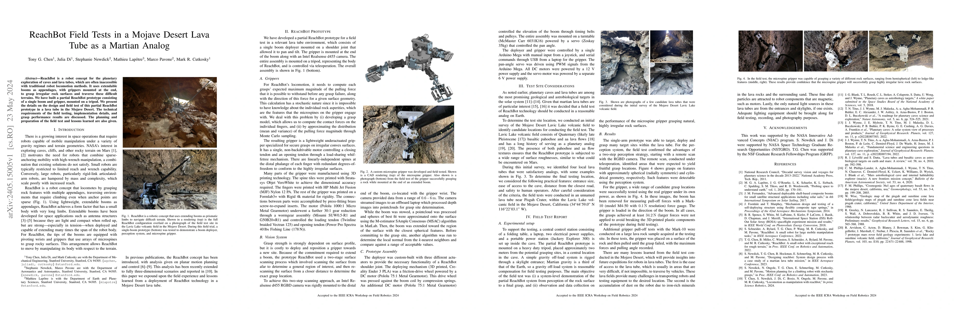 Thumbnail for ReachBot Field Tests in a Mojave Desert Lava Tube as a Martian Analog