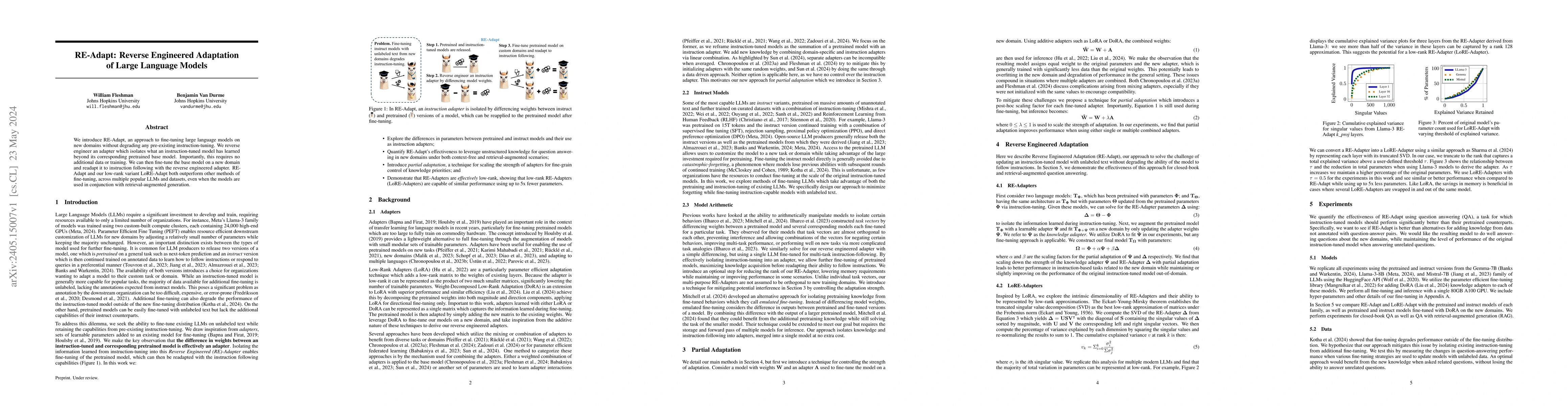 Thumbnail for RE-Adapt: Reverse Engineered Adaptation of Large Language Models