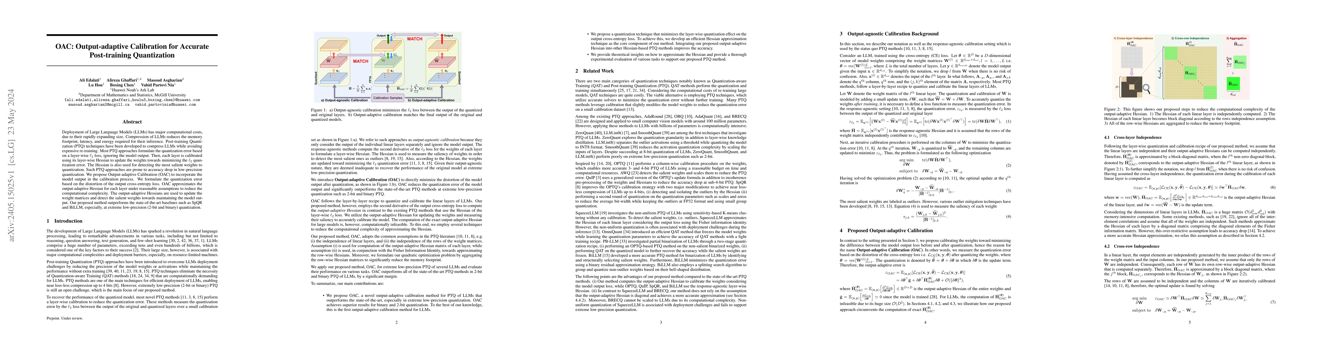 Thumbnail for OAC: Output-adaptive Calibration for Accurate Post-training Quantization