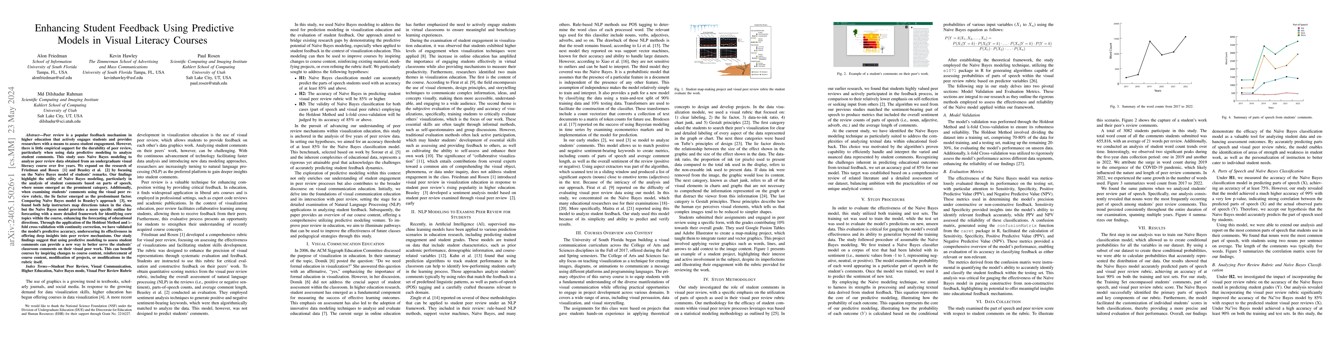 Thumbnail for Enhancing Student Feedback Using Predictive Models in Visual Literacy
  Courses