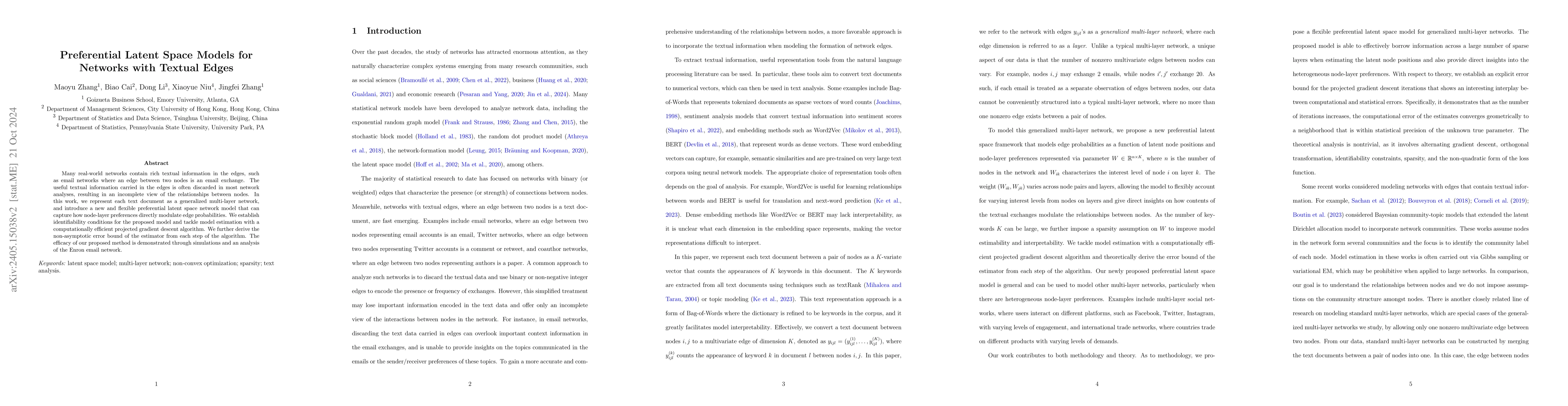 Thumbnail for Preferential Latent Space Models for Networks with Textual Edges