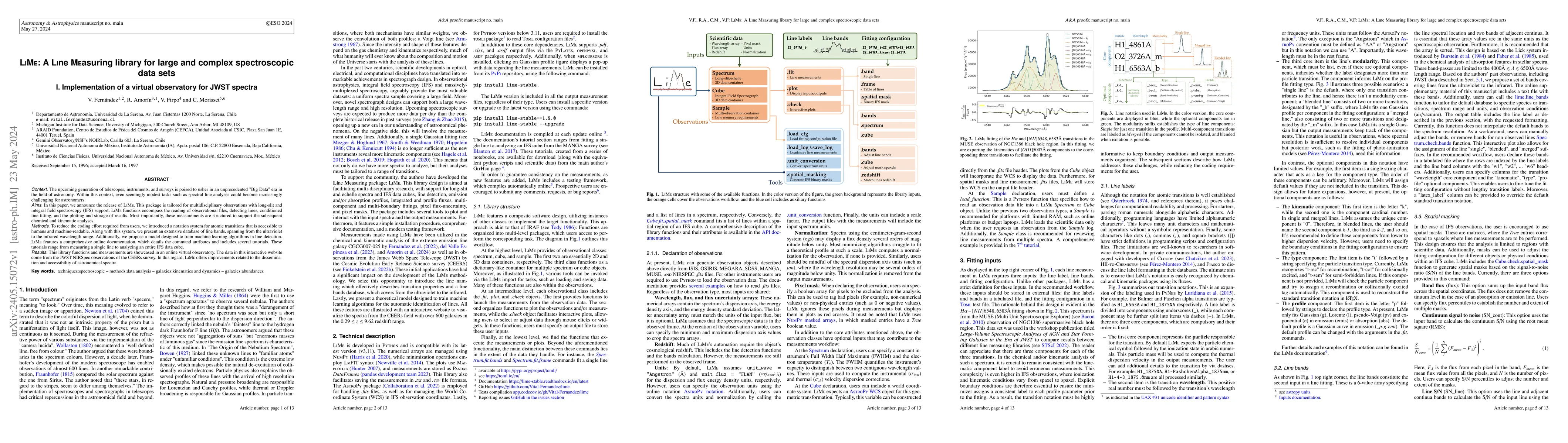 Thumbnail for A $Li$ne $Me$asuring library for large and complex spectroscopic data
  sets: Implementation of a virtual observatory for JWST spectra