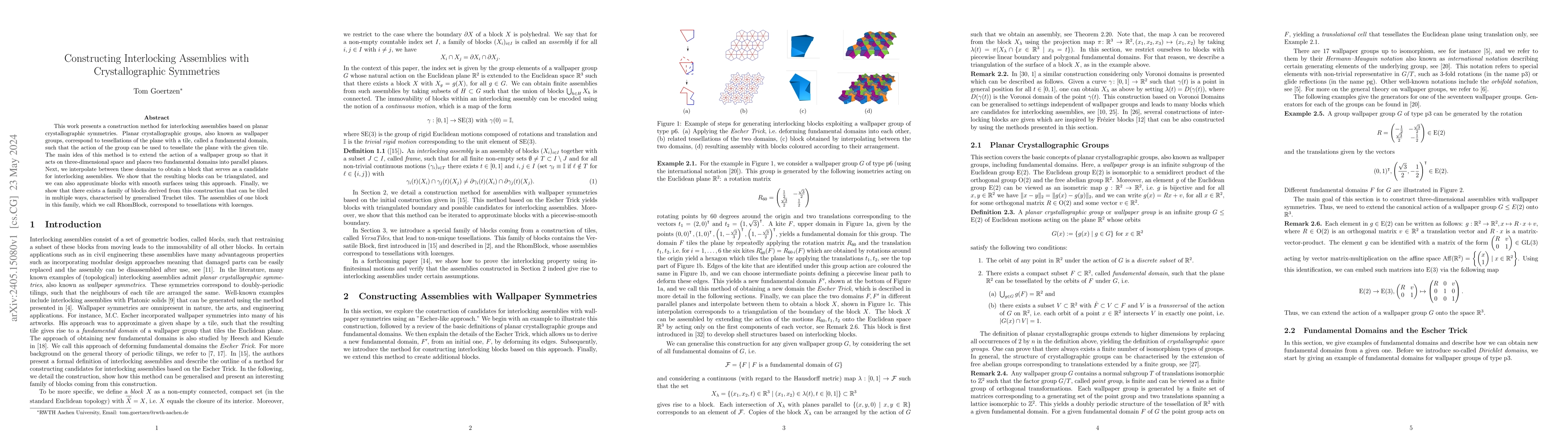 Thumbnail for Constructing Interlocking Assemblies with Crystallographic Symmetries