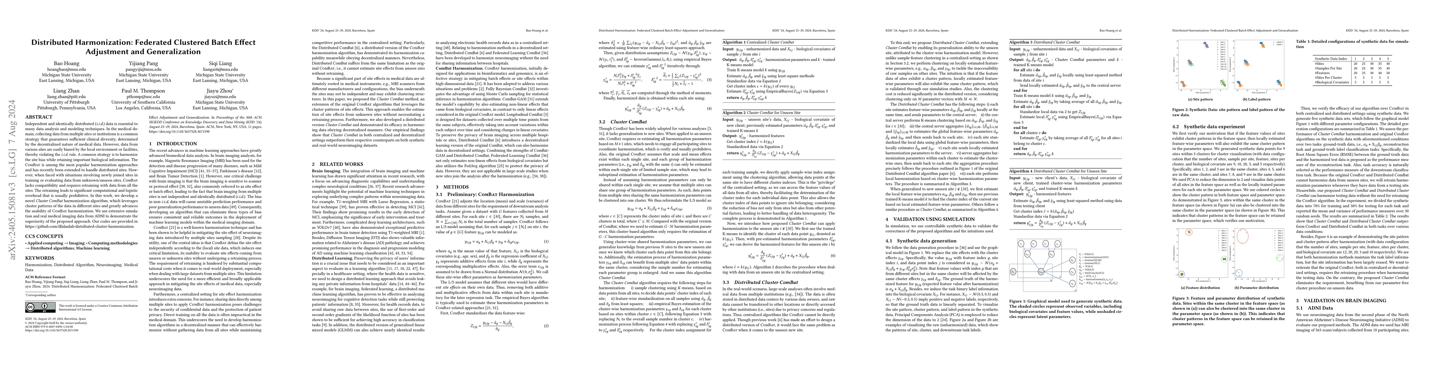 Thumbnail for Distributed Harmonization: Federated Clustered Batch Effect Adjustment
  and Generalization