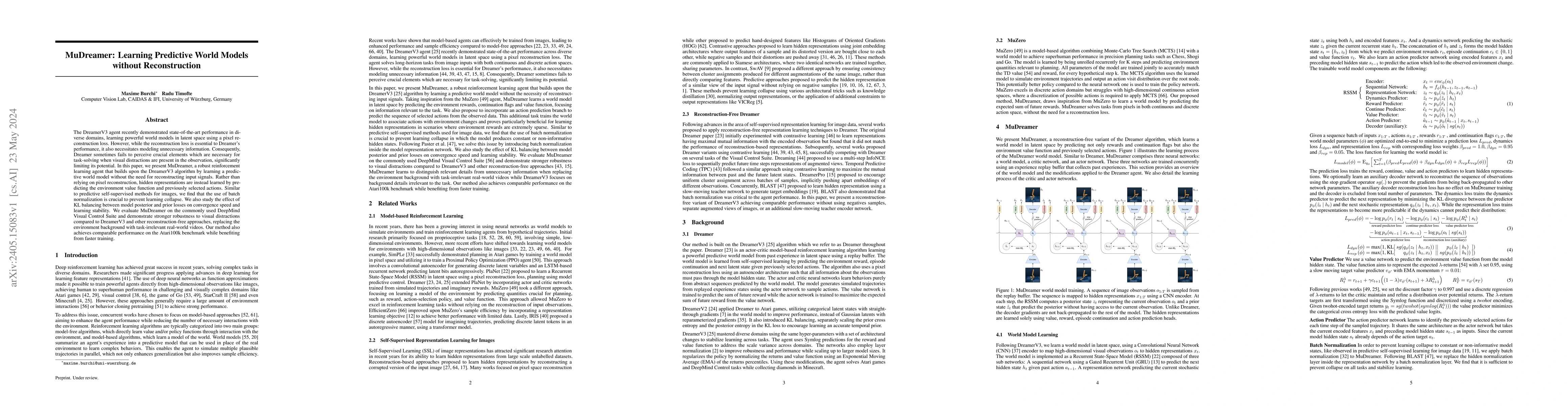 Thumbnail for MuDreamer: Learning Predictive World Models without Reconstruction