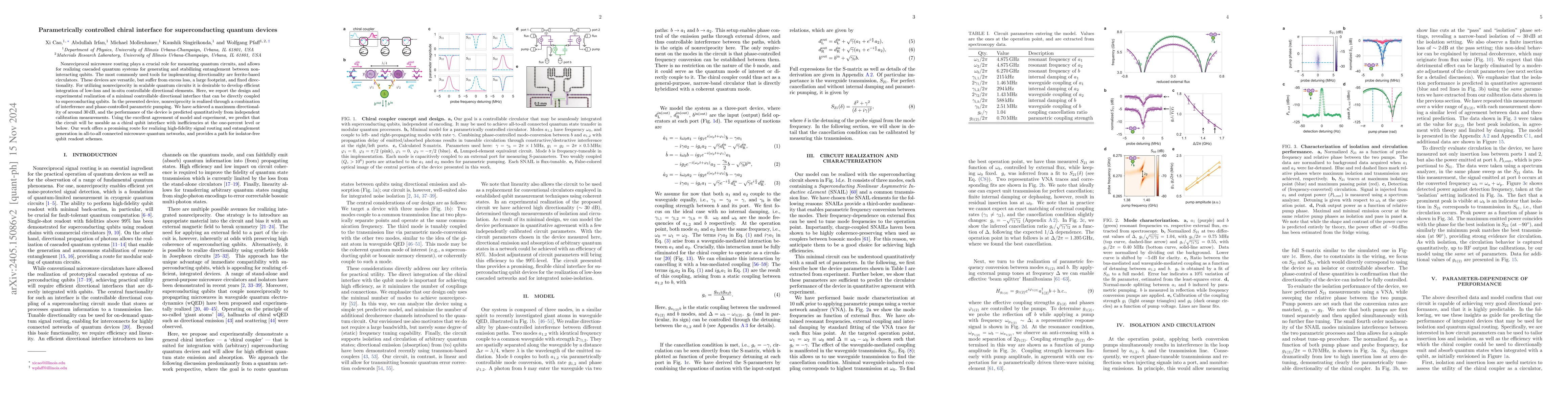 Thumbnail for Parametrically controlled chiral interface for superconducting quantum
  devices