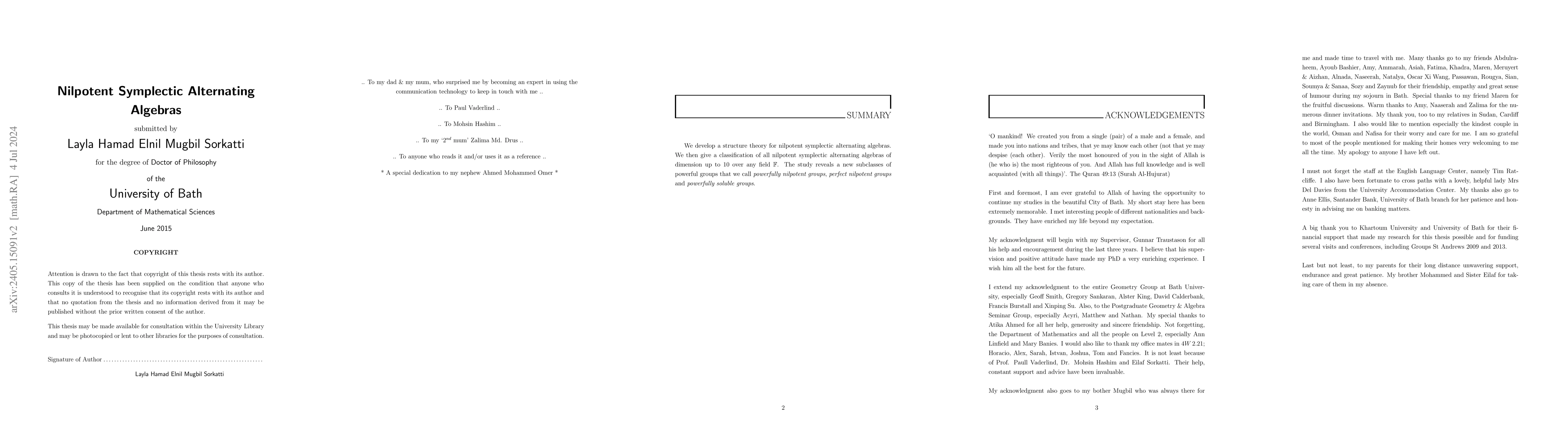 Thumbnail for Nilpotent Symplectic Alternating Algebras