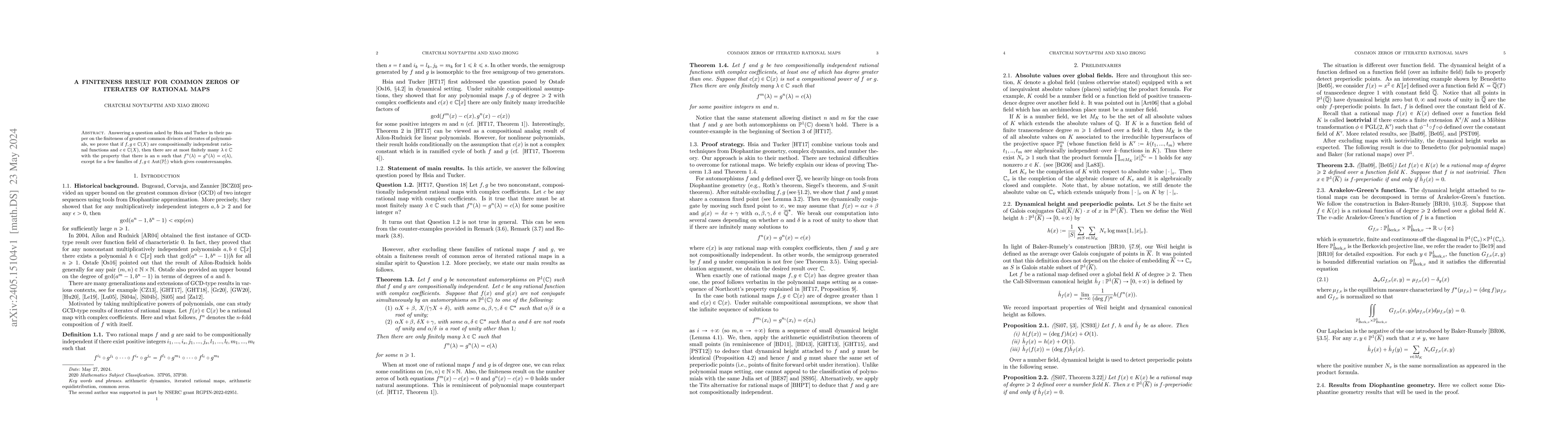 Thumbnail for A finiteness result for common zeros of iterates of rational maps