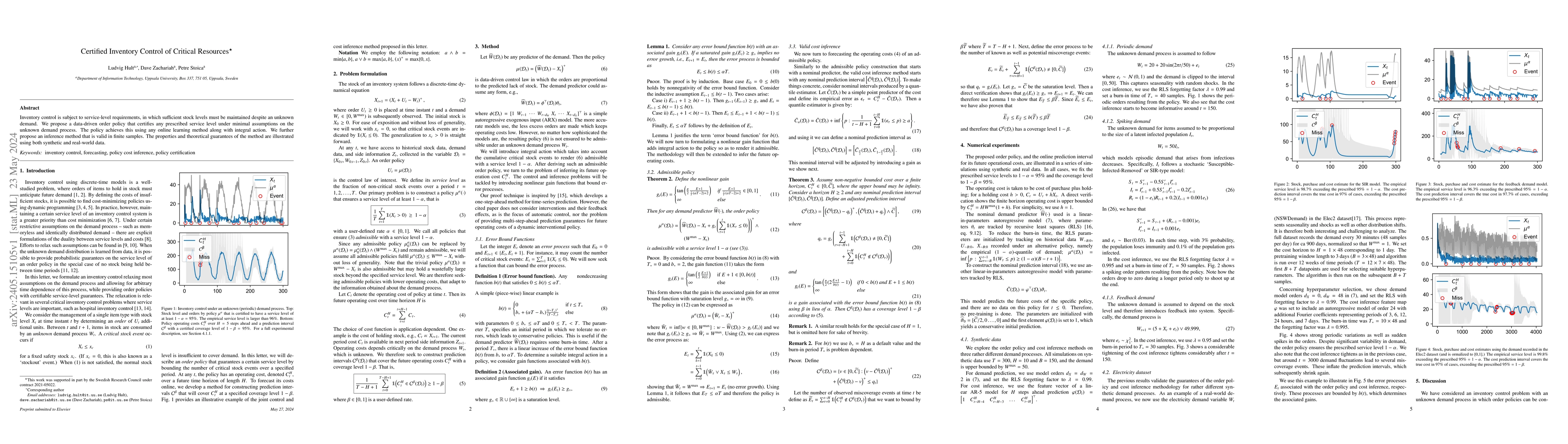 Thumbnail for Certified Inventory Control of Critical Resources