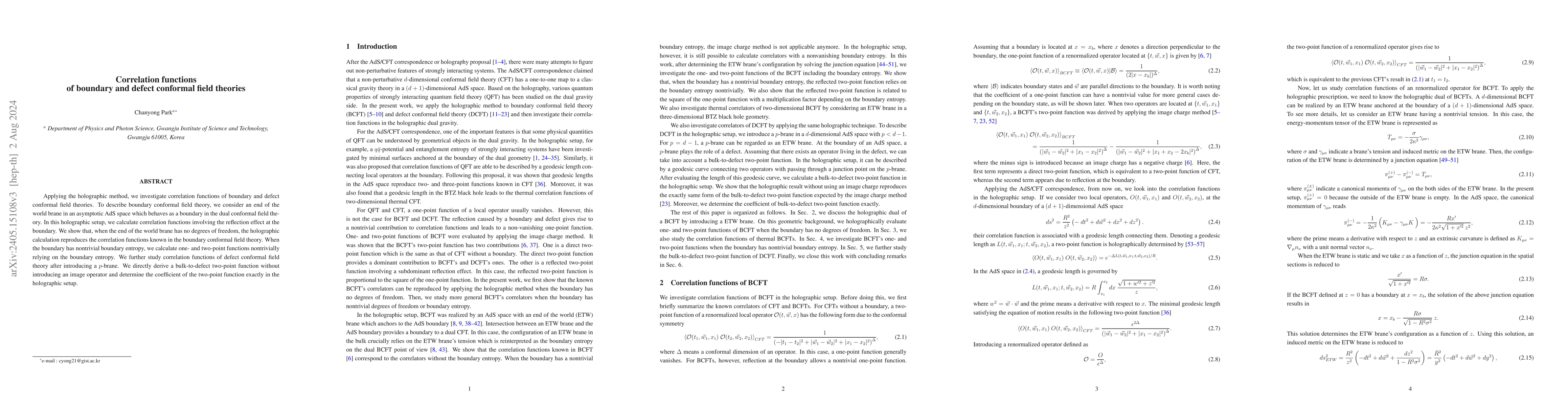 Thumbnail for Correlation functions of boundary and defect conformal field theories