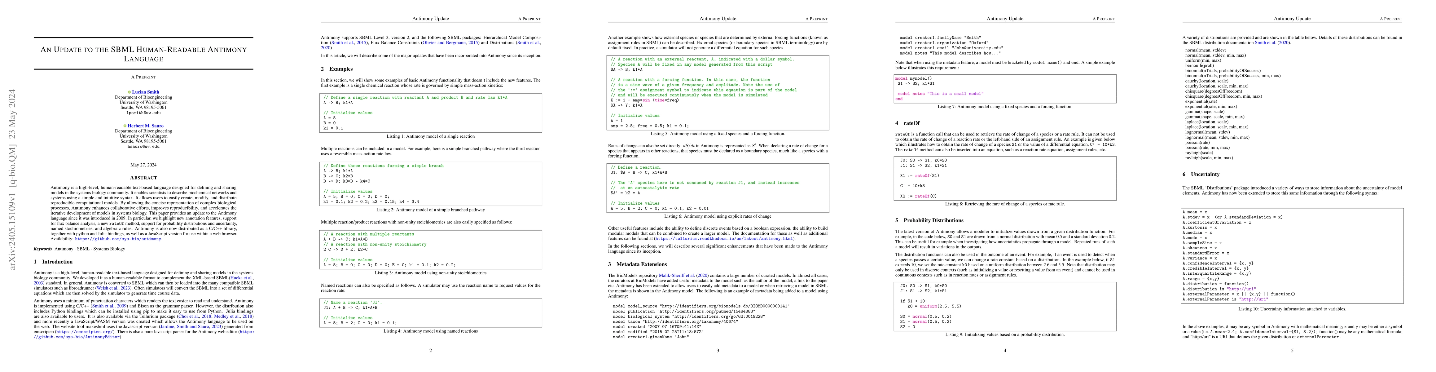 Thumbnail for An Update to the SBML Human-Readable Antimony Language