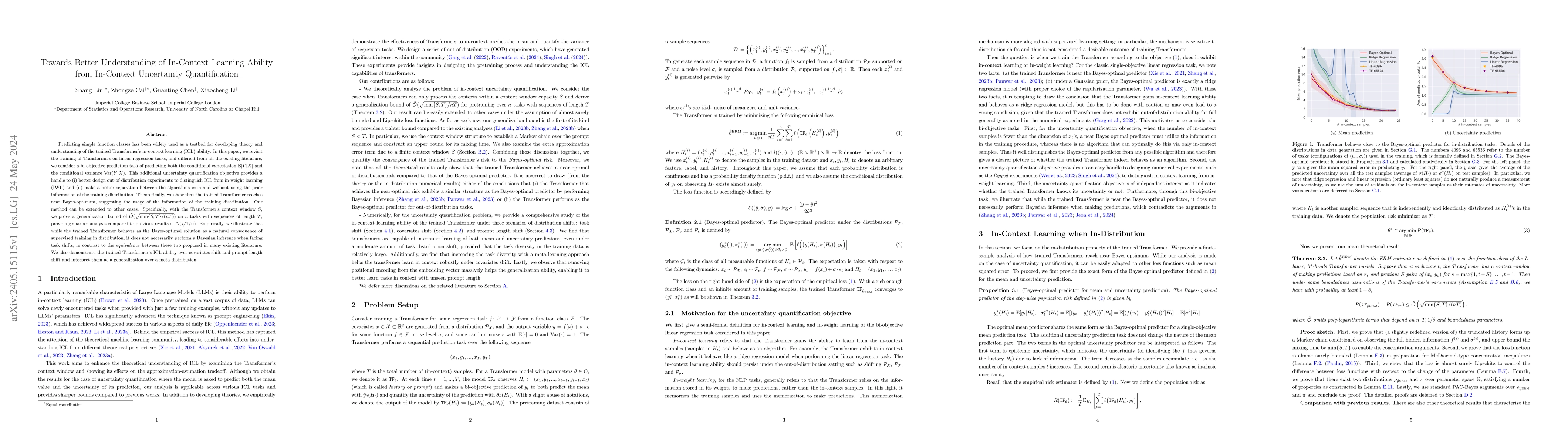 Thumbnail for Towards Better Understanding of In-Context Learning Ability from
  In-Context Uncertainty Quantification