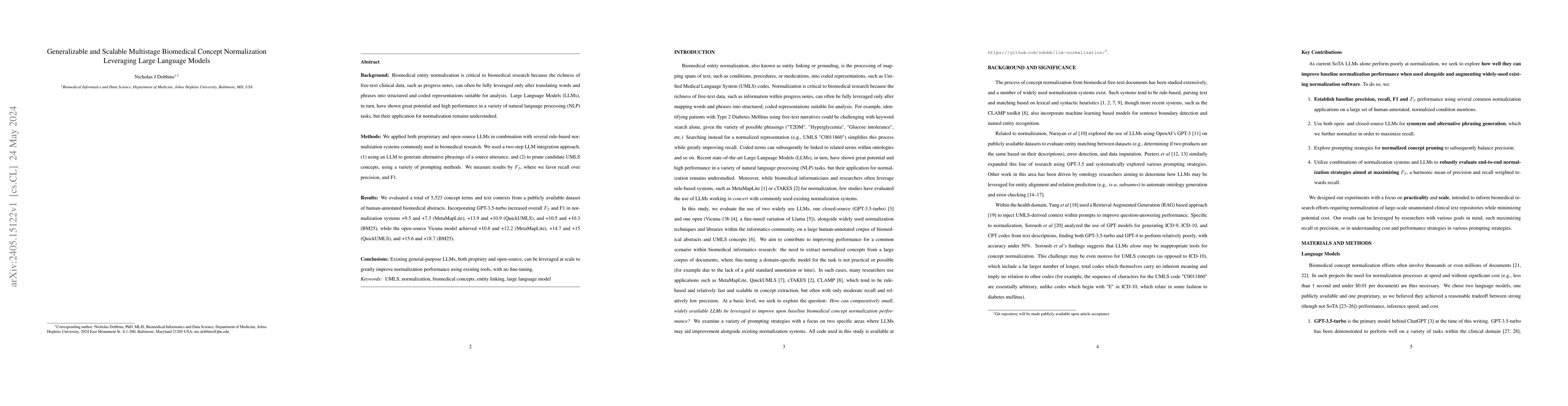 Thumbnail for Generalizable and Scalable Multistage Biomedical Concept Normalization
  Leveraging Large Language Models