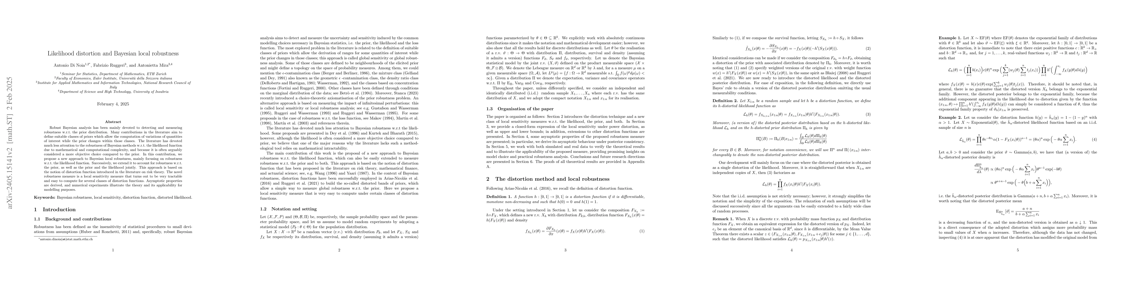 Thumbnail for Likelihood distortion and Bayesian local robustness