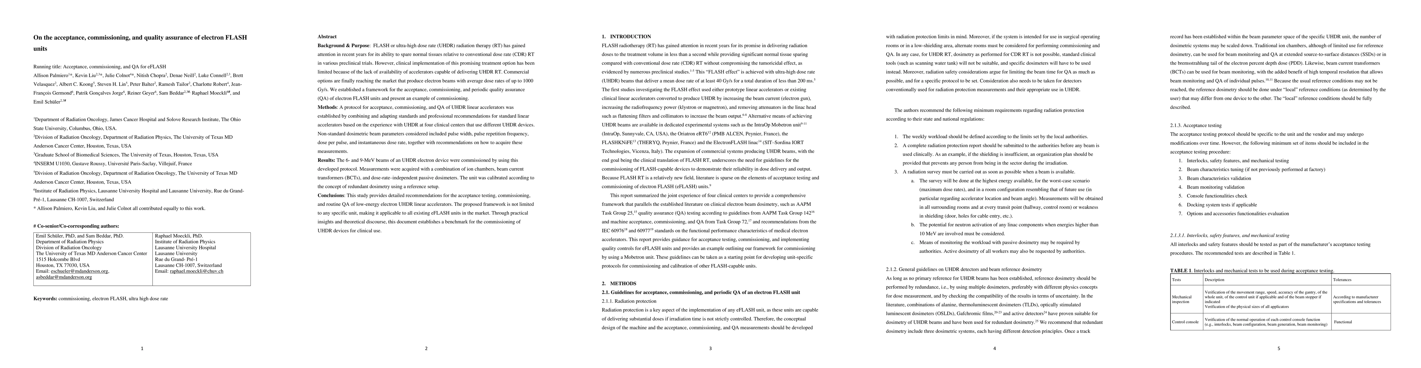 Thumbnail for On the acceptance, commissioning, and quality assurance of electron
  FLASH units