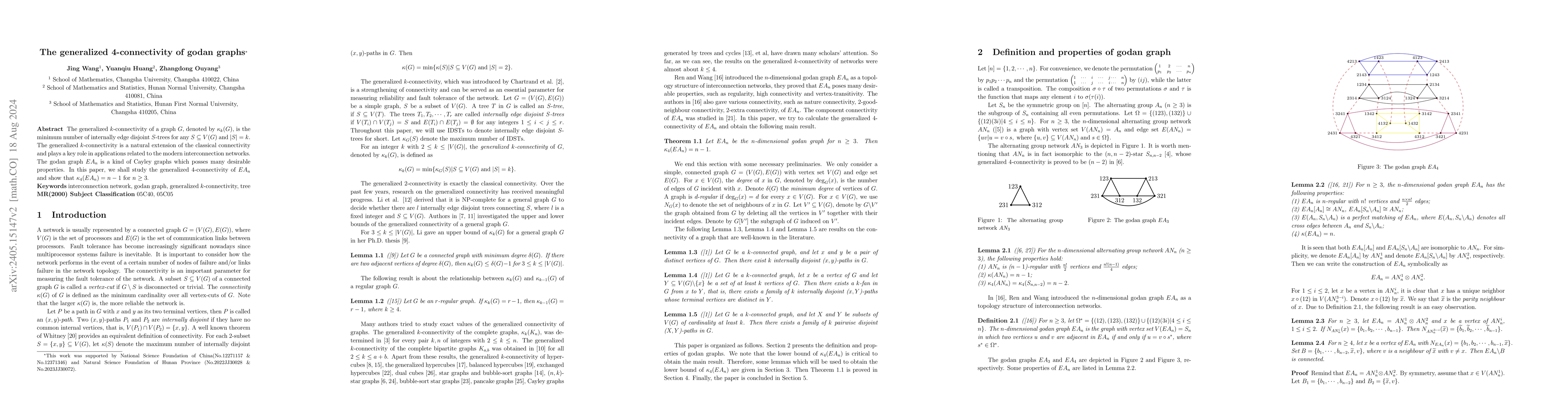 Thumbnail for The generalized 4-connectivity of godan graphs