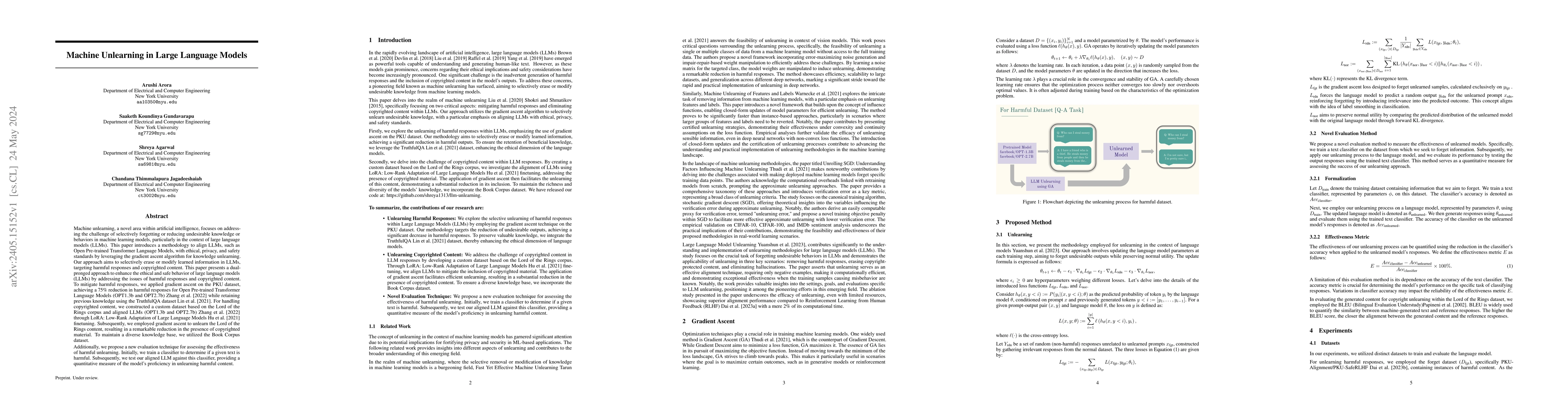 Thumbnail for Machine Unlearning in Large Language Models