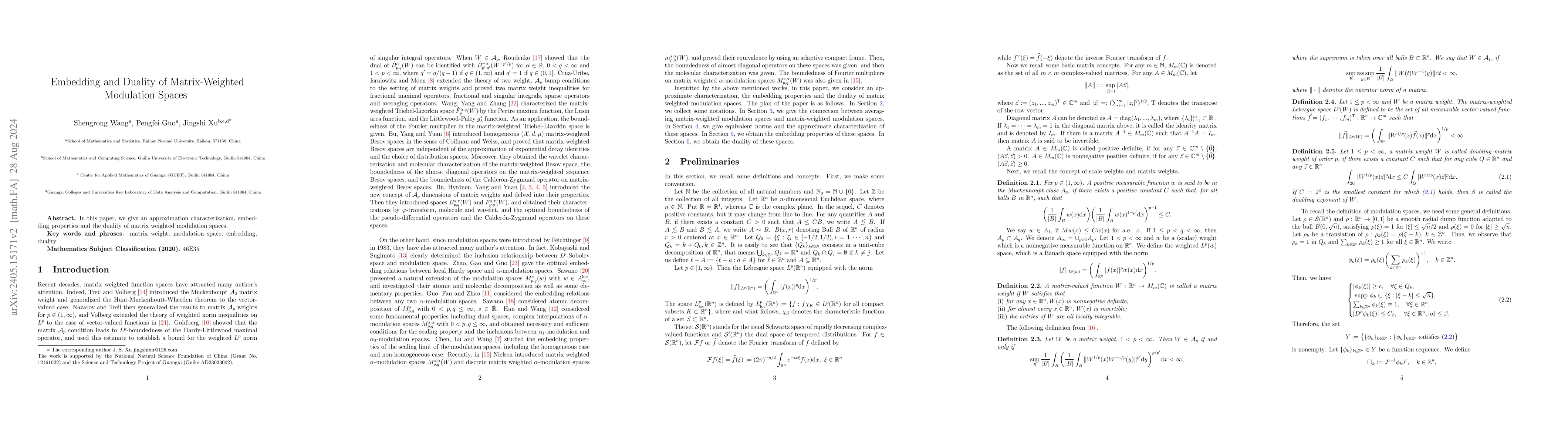 Thumbnail for Embedding and Duality of Matrix-Weighted Modulation Spaces