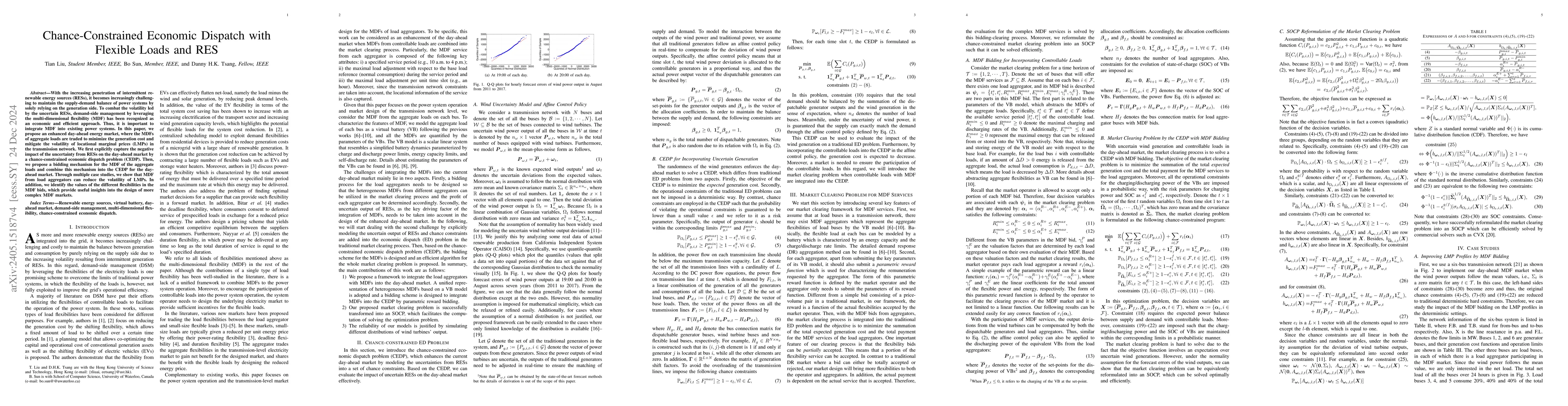 Thumbnail for Chance-Constrained Economic Dispatch with Flexible Loads and RES