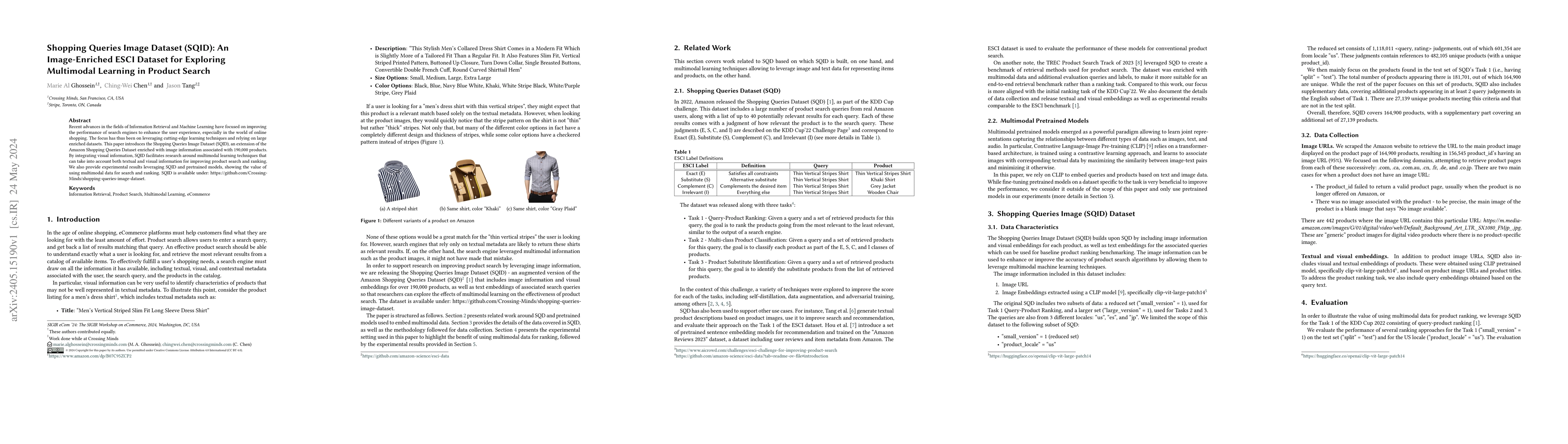 Thumbnail for Shopping Queries Image Dataset (SQID): An Image-Enriched ESCI Dataset
  for Exploring Multimodal Learning in Product Search