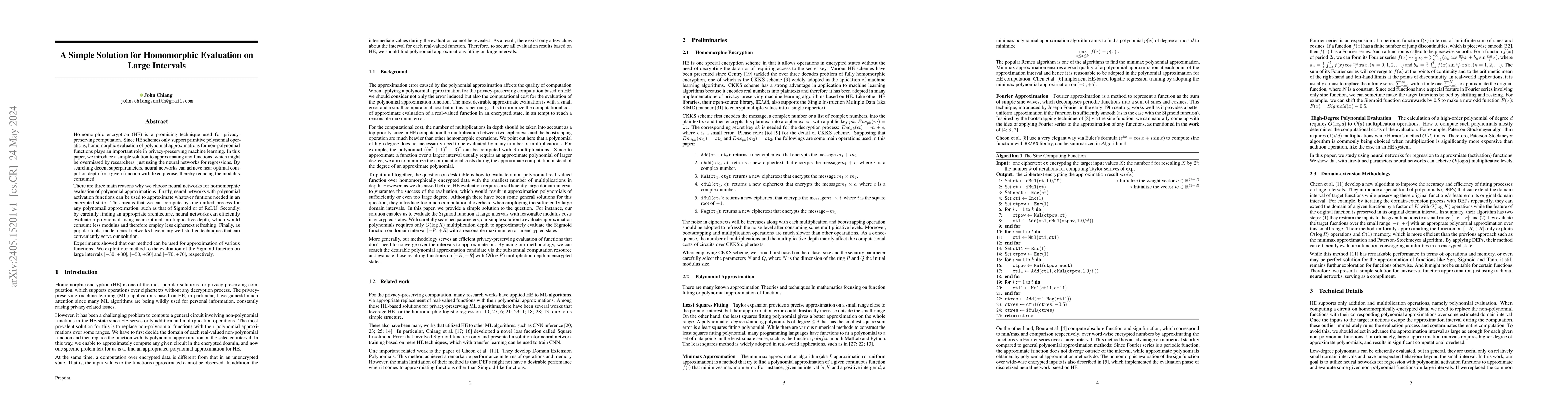 Thumbnail for A Simple Solution for Homomorphic Evaluation on Large Intervals