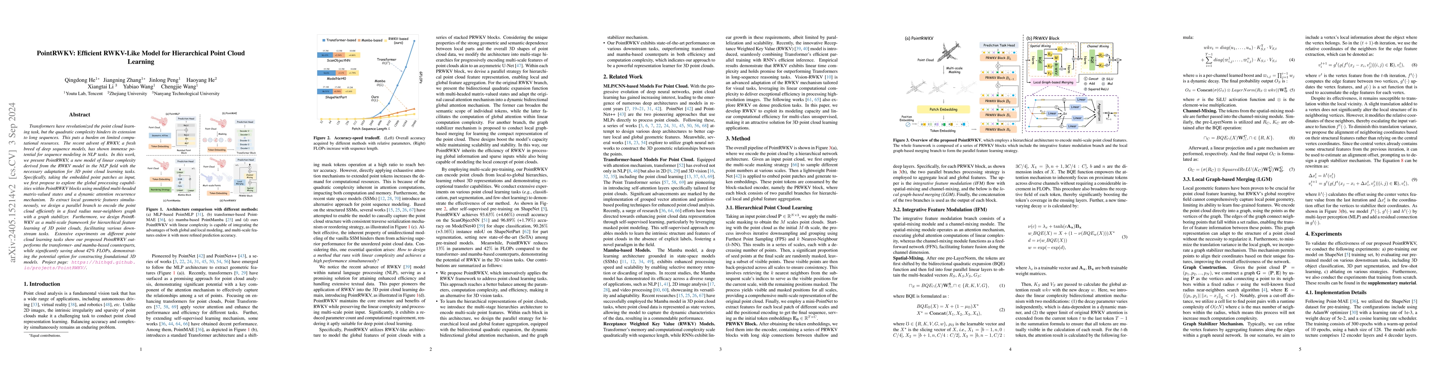 Thumbnail for PointRWKV: Efficient RWKV-Like Model for Hierarchical Point Cloud
  Learning