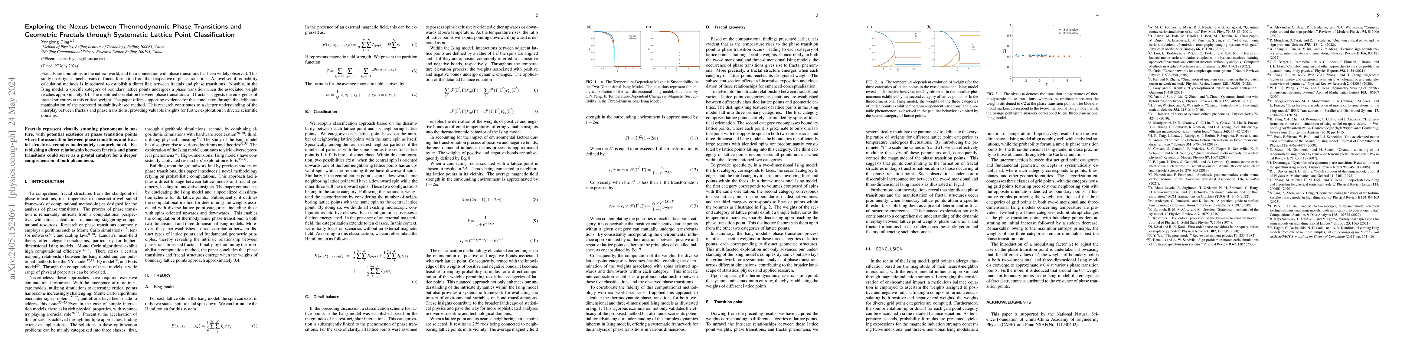Thumbnail for Exploring the Nexus between Thermodynamic Phase Transitions and
  Geometric Fractals through Systematic Lattice Point Classification