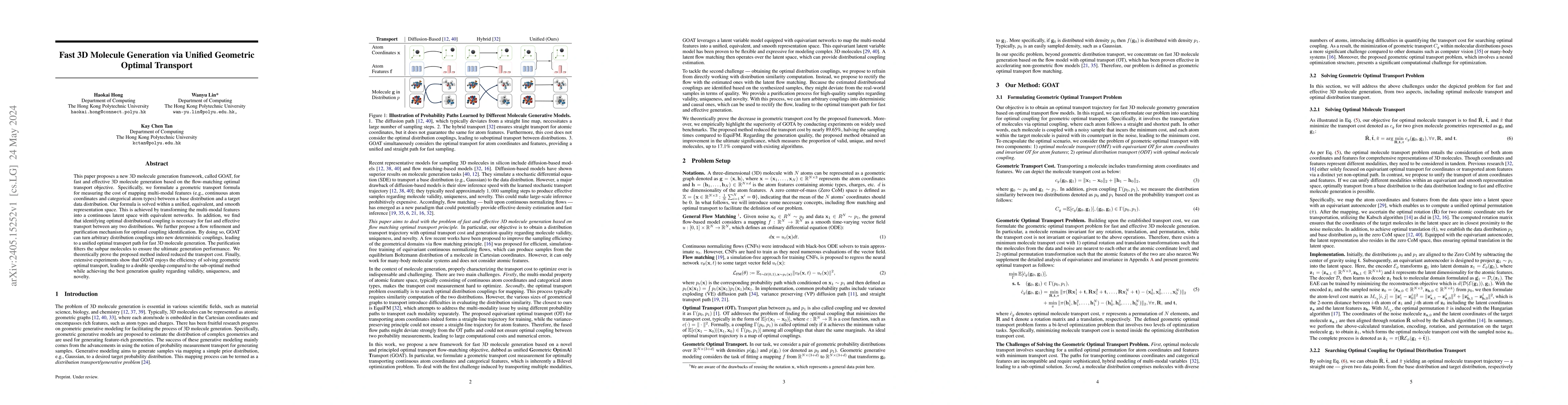 Thumbnail for Fast 3D Molecule Generation via Unified Geometric Optimal Transport