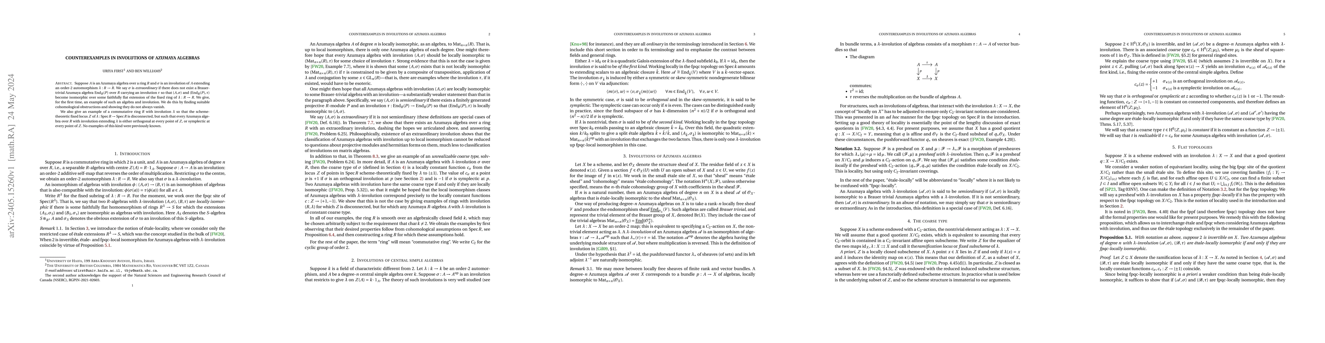 Thumbnail for Counterexamples in Involutions of Azumaya Algebras