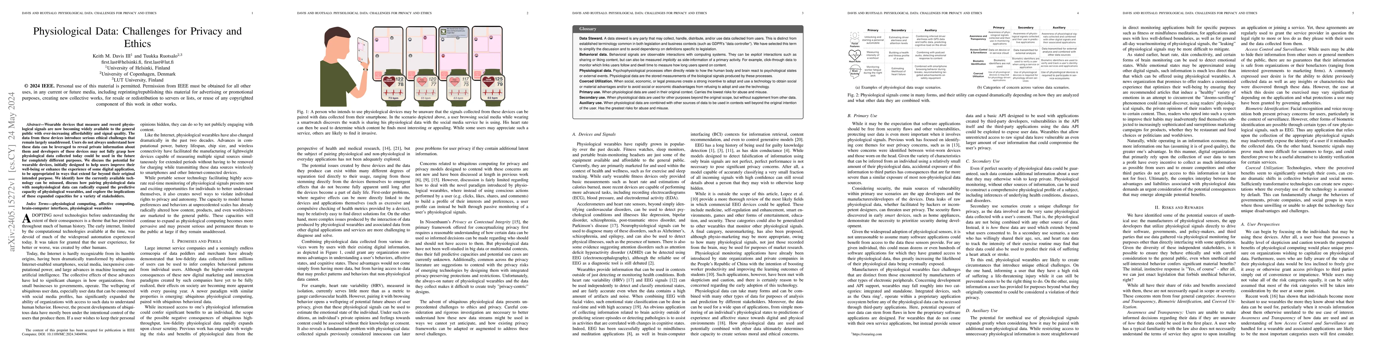Thumbnail for Physiological Data: Challenges for Privacy and Ethics