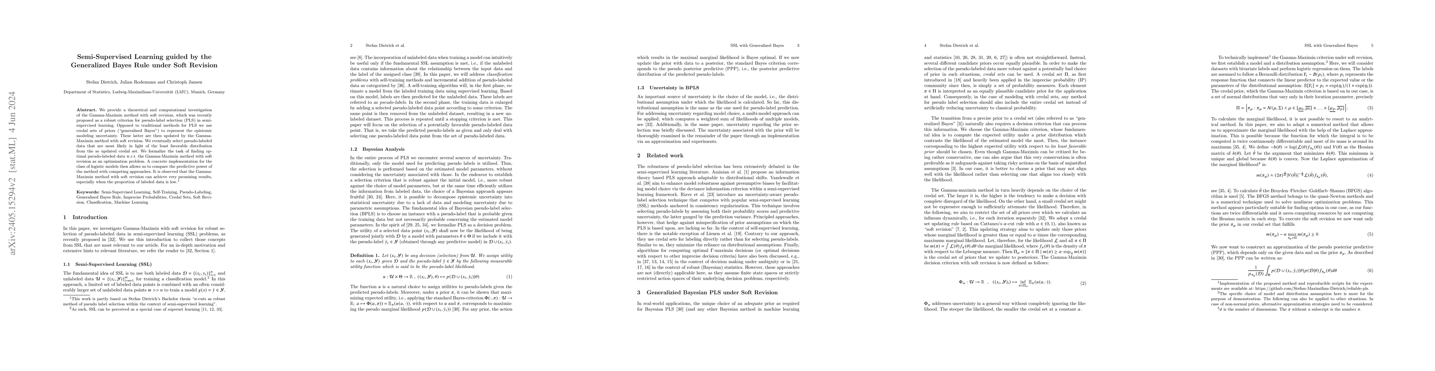 Thumbnail for Semi-Supervised Learning guided by the Generalized Bayes Rule under Soft
  Revision