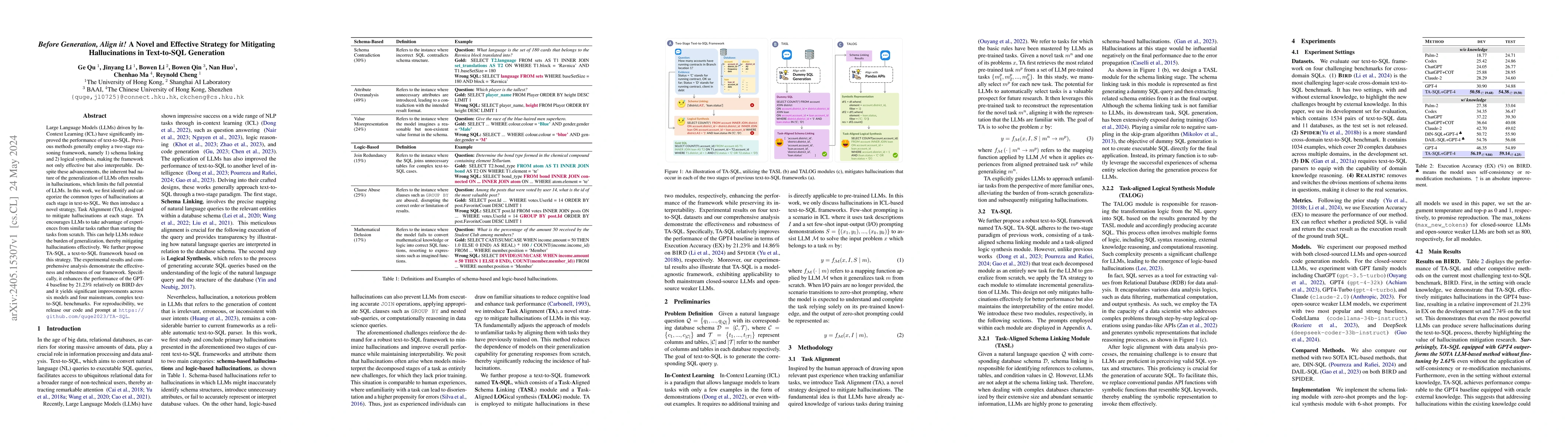 Thumbnail for Before Generation, Align it! A Novel and Effective Strategy for
  Mitigating Hallucinations in Text-to-SQL Generation
