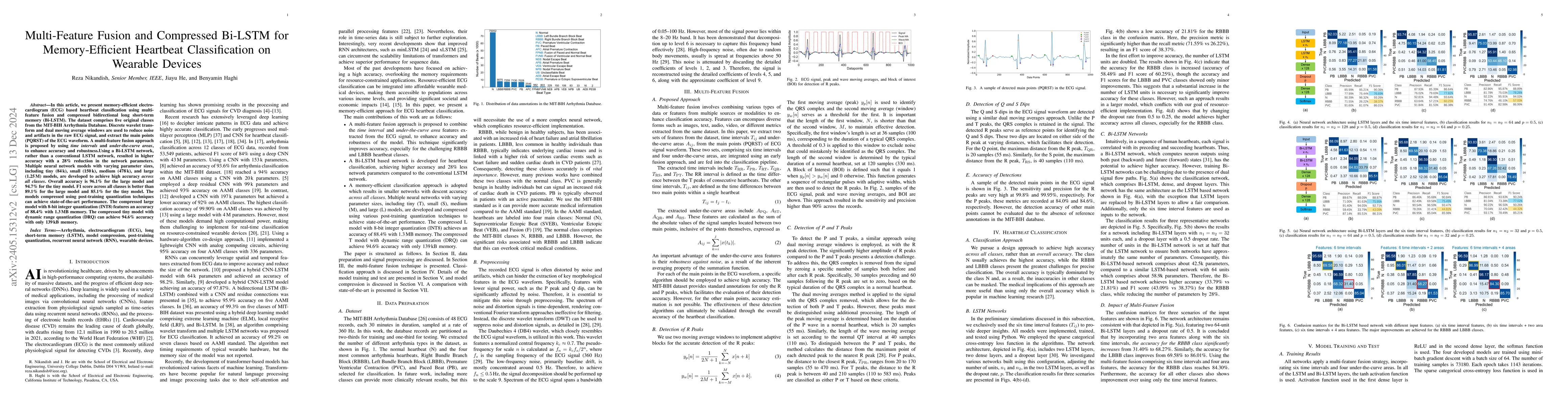 Thumbnail for Resource-Efficient Heartbeat Classification Using Multi-Feature Fusion
  and Bidirectional LSTM