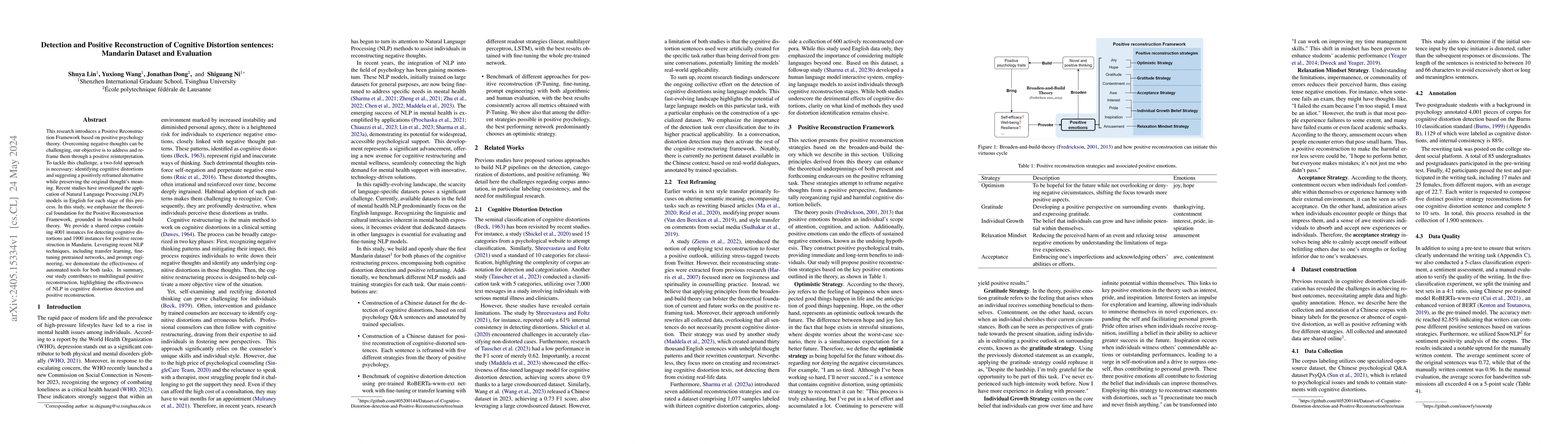Thumbnail for Detection and Positive Reconstruction of Cognitive Distortion sentences:
  Mandarin Dataset and Evaluation