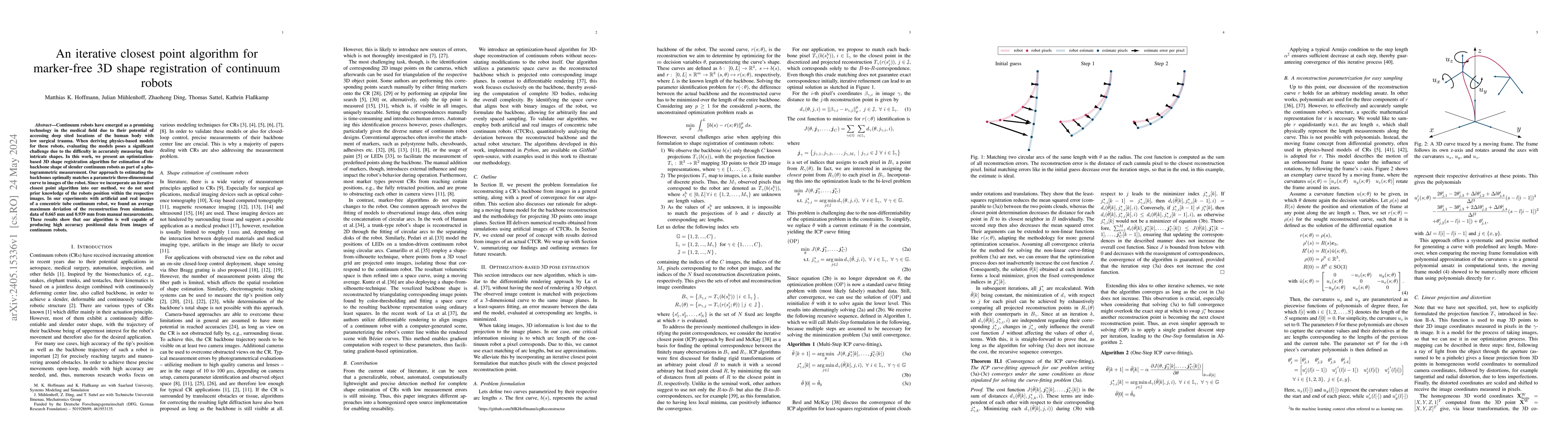 Thumbnail for An iterative closest point algorithm for marker-free 3D shape
  registration of continuum robots