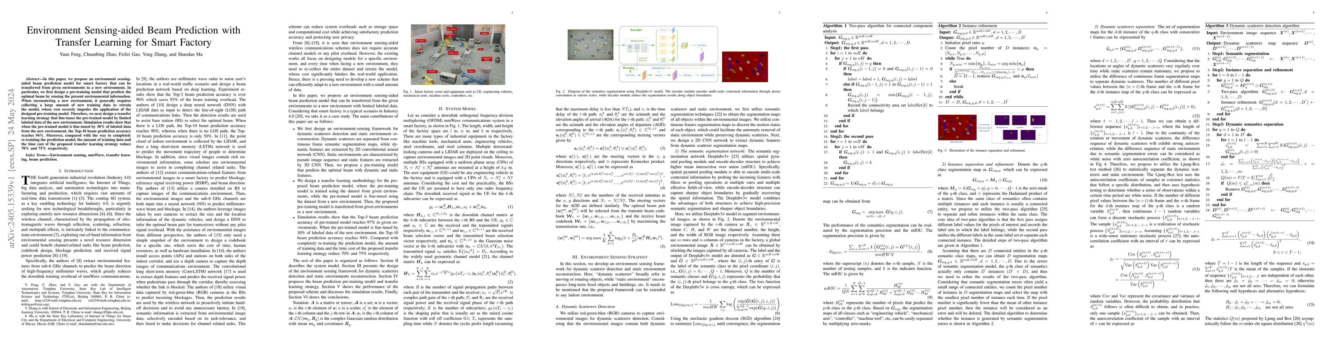 Thumbnail for Environment Sensing-aided Beam Prediction with Transfer Learning for
  Smart Factory